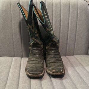 Macie Bean Black and Turquoise Western Boots